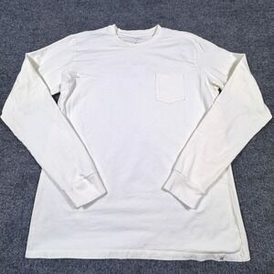 Burt's Bees Baby Mens Medium Long‎ Sleeve Pocket T-Shirt Cream Organic Cotton